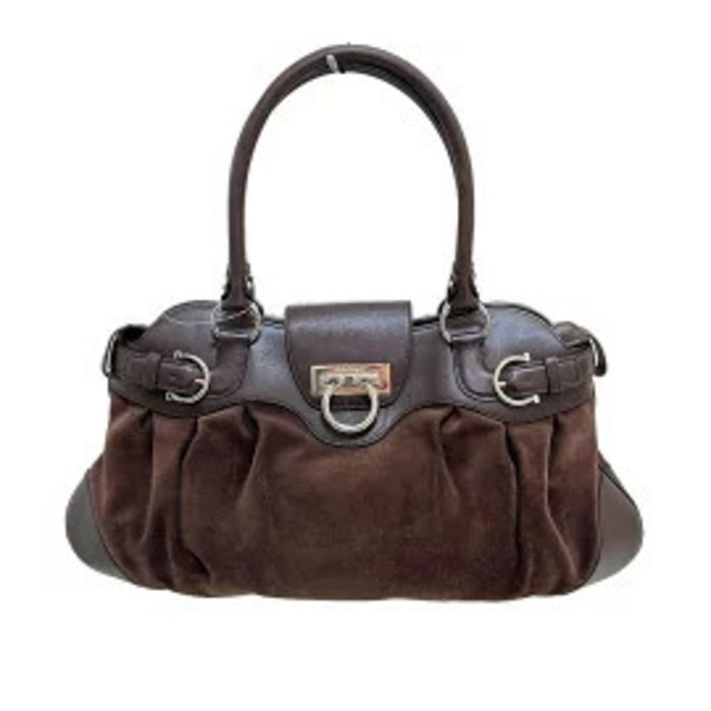 Salvatore Ferragamo Salvatore Gancini Handbag Dark Brown Leather